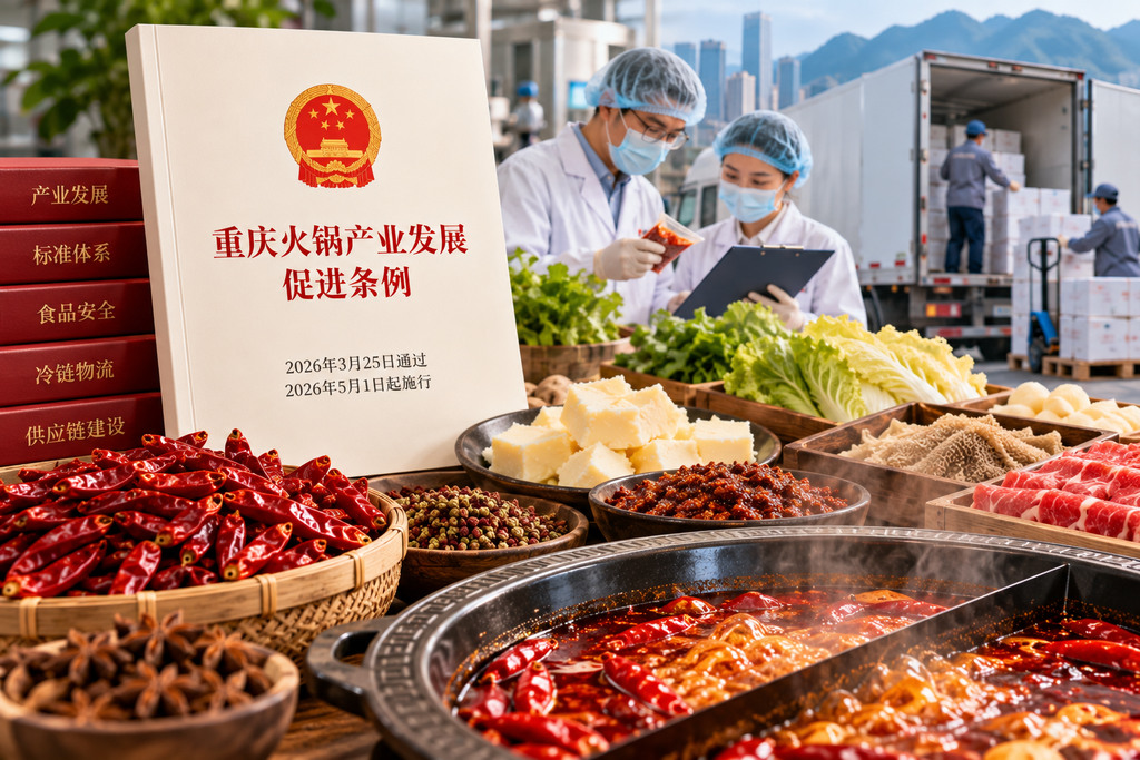 火锅食材采购和品控人员核对辣椒、花椒、肉类等原料的批次与验收资料